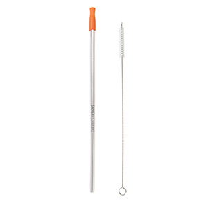 KP9712-C-MESOSPHERE STAINLESS STRAW WITH SILICONE TIP-Orange (Clearance Minimum 250 Units)